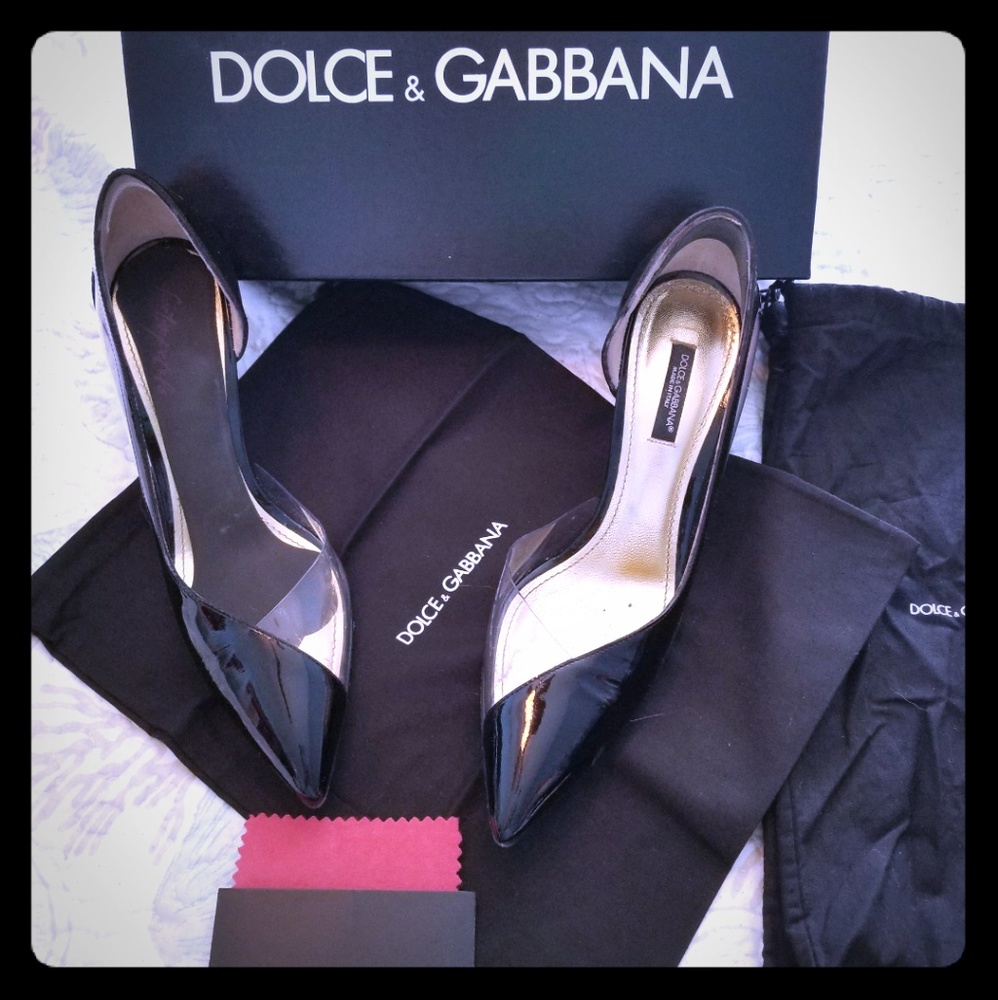 Dolce & Gabbana Black Patent leather & Clear heels - Picture 1 of 5